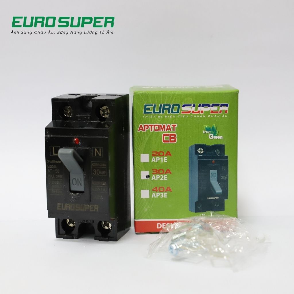 Cầu Dao Aptomat Đen EUROSUPER An Toàn, Tiện Lợi, Độ Chính Xác Cao 20A - 40A