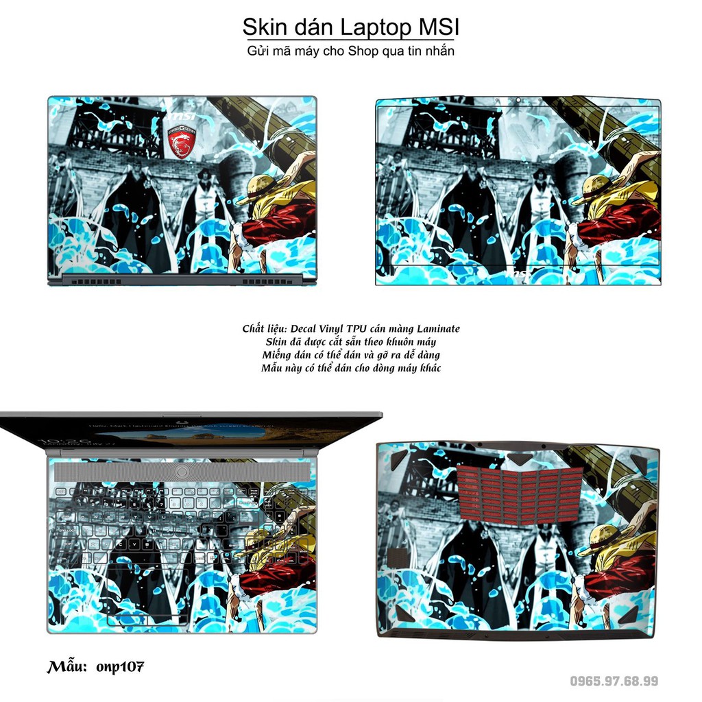 Skin dán Laptop MSI in hình One Piece nhiều mẫu 11 (inbox mã máy cho Shop)