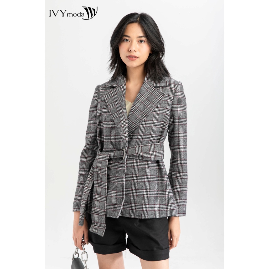 [NHẬP WABRTL5 GIẢM 10% TỐI ĐA 50K ĐH 250K ]Áo khoác nữ kẻ dạ xù IVY moda MS 70M5040