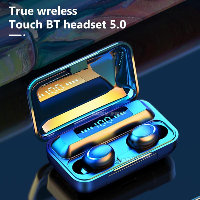 Tai Nghe Bluetooth 5.0 Amoi F9 Pro Bản Quốc Tế Cao Cấp Nhất - Cảm Biến Vân Tay, Sạc Dự Phòng - hình LED cảm ứng không thấm nước IPX7