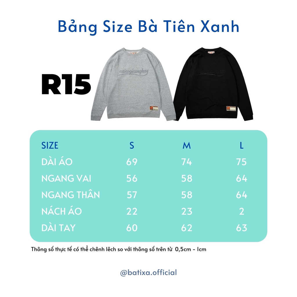 Áo Sweater Cổ Tròn Nam Nữ Dài Tay Nỉ Chân Cua Thêu Unisex Form Rộng Caieogicunghay R15 Local Brand Chính Hãng BATIXA | BigBuy360 - bigbuy360.vn