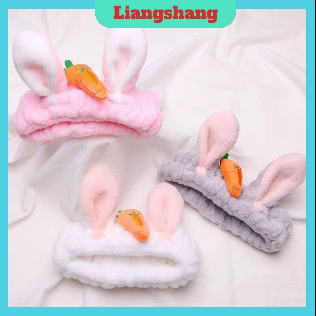 Băng đô rửa mặt FREESHIPBăng Đô Turban 3D Cà Rốt Tai Thỏ Vải Nhung Xinh Xắn
