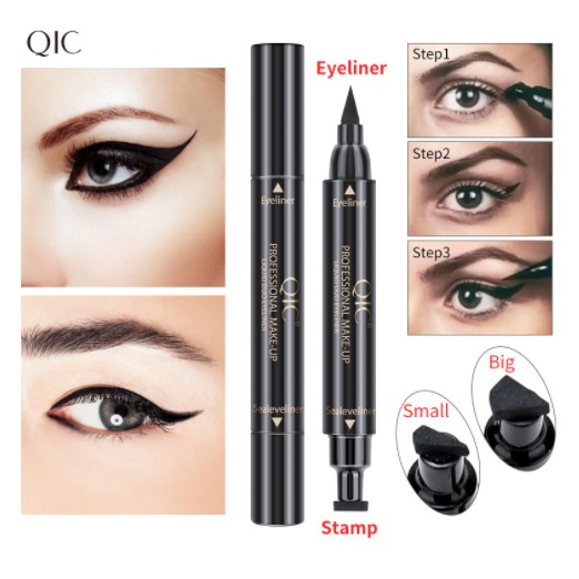 Bút Kẻ Mắt Dạng Lỏng Có Đầu Đóng Dấu Màu Đen 2 Trong 1 Nhanh Khô Chống Thấm Nước Lâu Trôi Dành Cho Trang Điểm