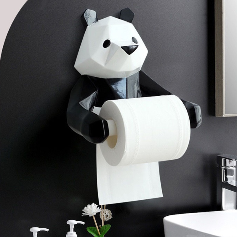 Giá Đỡ Cuộn Giấy Vệ Sinh Gắn Tường Hình Gấu Trúc Phong Cách Bắc Âu