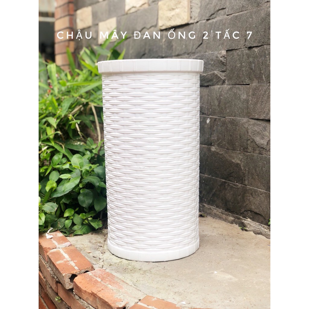 Chậu nhựa mây đan ống