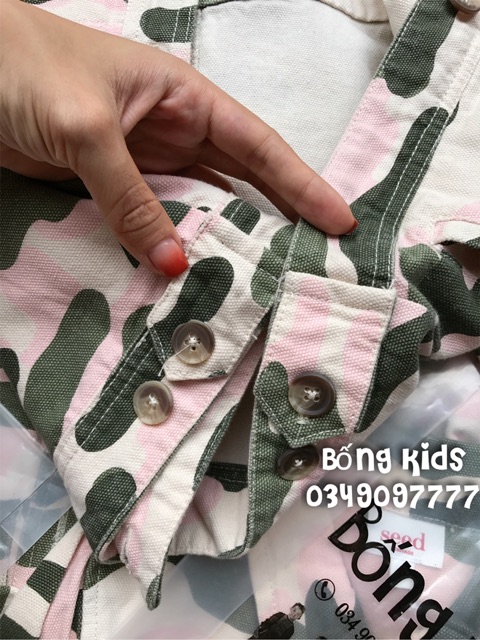 Áo Khoác Denim Bé Gái Camo Rêu Hồng Seed