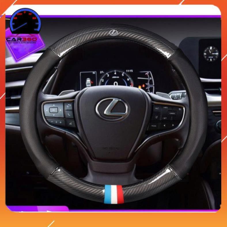 ⚡️Hãng Xe LEXUS ⚡️ Bọc Vô Lăng Vân Cacbon Phối Da Lỗ Thoáng Khí Cao Cấp Kèm Logo Lexus