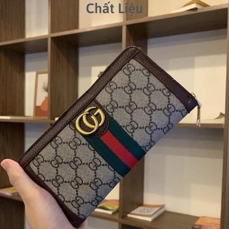 Ví nữ cầm tay cao cấp gu.ci full box bỏ túi gấp gọn nhiều ngăn khóa kéo XIAOMIMI