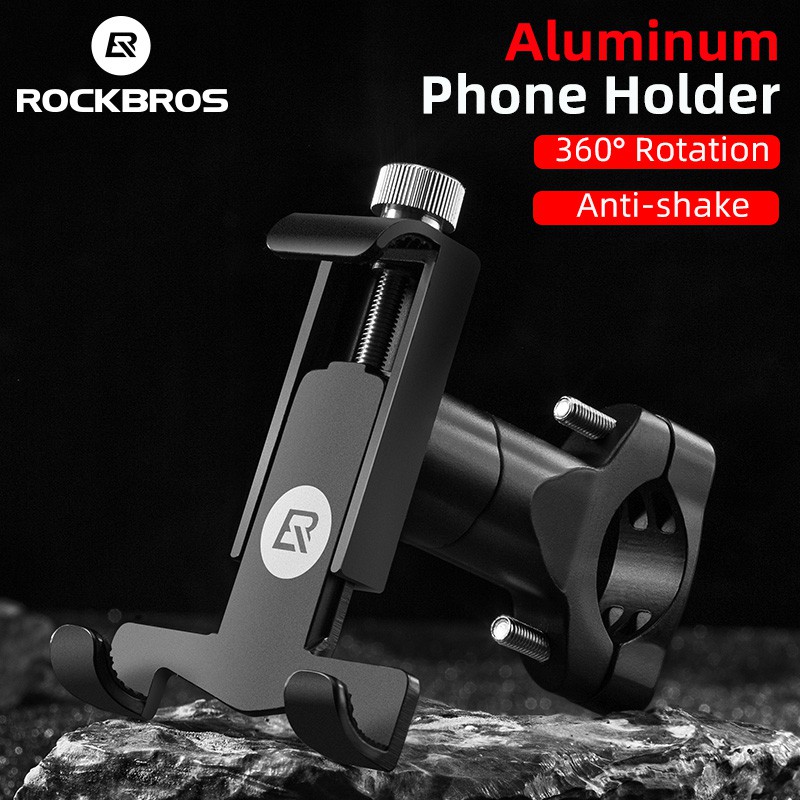 ROCKBROS Bike Phone Holder Aluminum Alloy Adjustable 360 Rotation