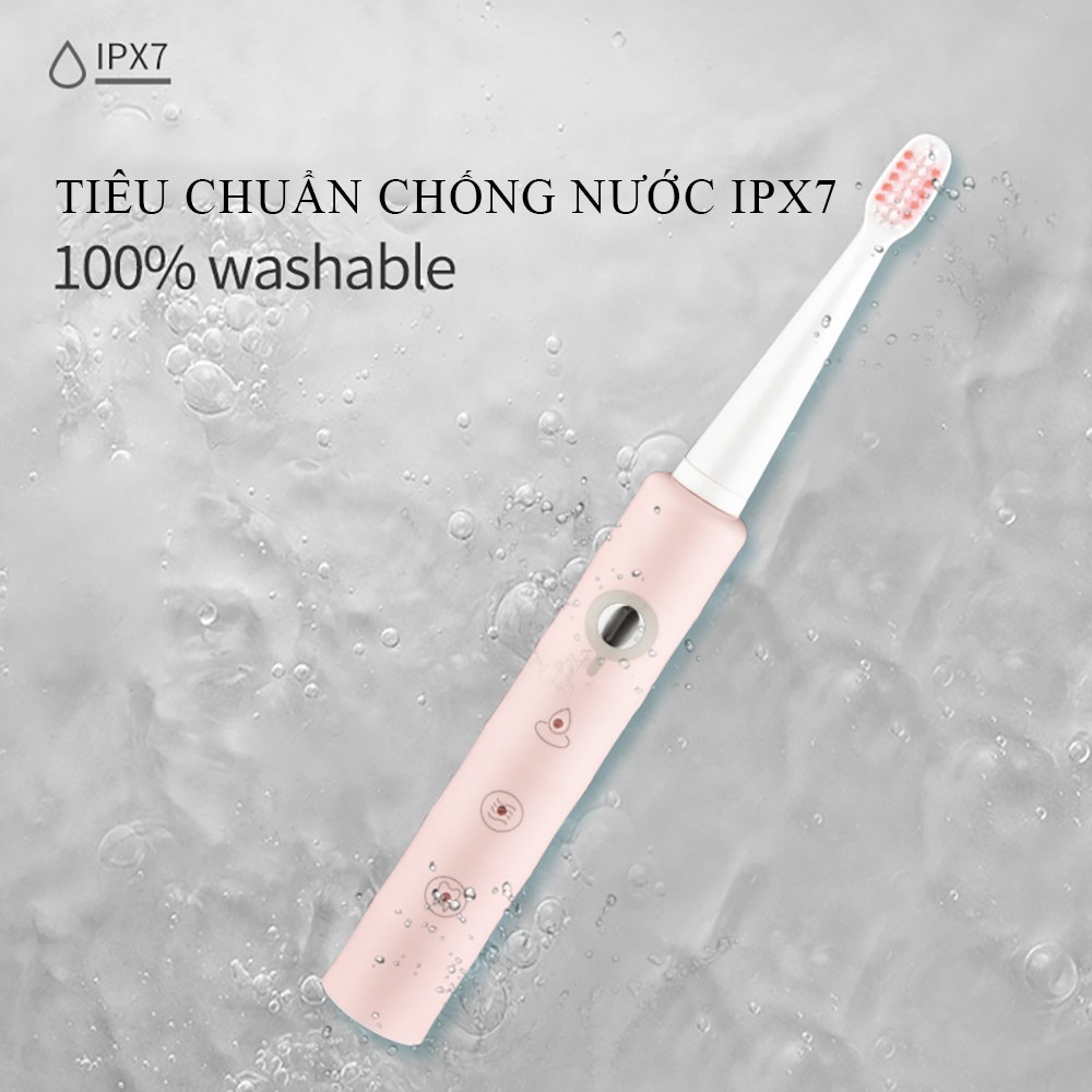 Bàn chải đánh răng điện tự động 6 chế độ làm sạch, chức năng chống thấm nước toàn thân cùng 14 chế độ tự điều chỉnh