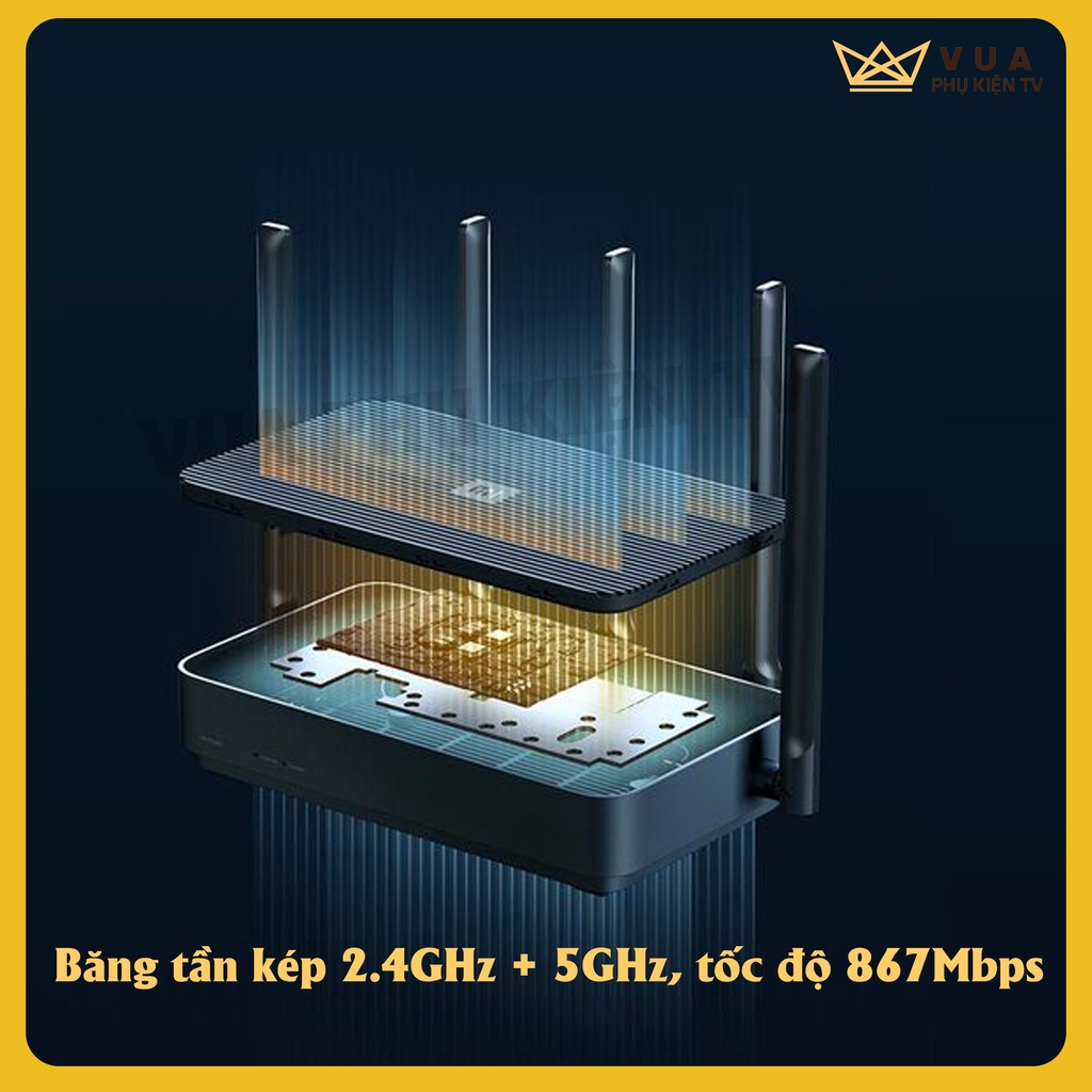 [SÓNG CỰC MẠNH]Router Wifi xiaomi 4 Pro chuẩn Wifi 5 - 2 4ghs -5 ghz -Chính hãng - Vua Phụ Kiện TV