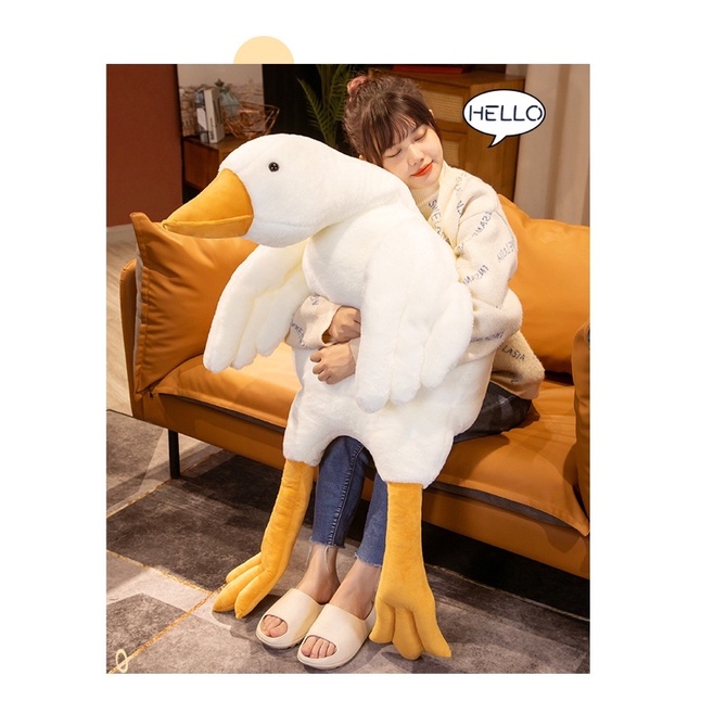 thú nhồi bông con vịt mỏ nhọn khổng lồ mềm mịn khó ưa-gấu bông vịt trắng