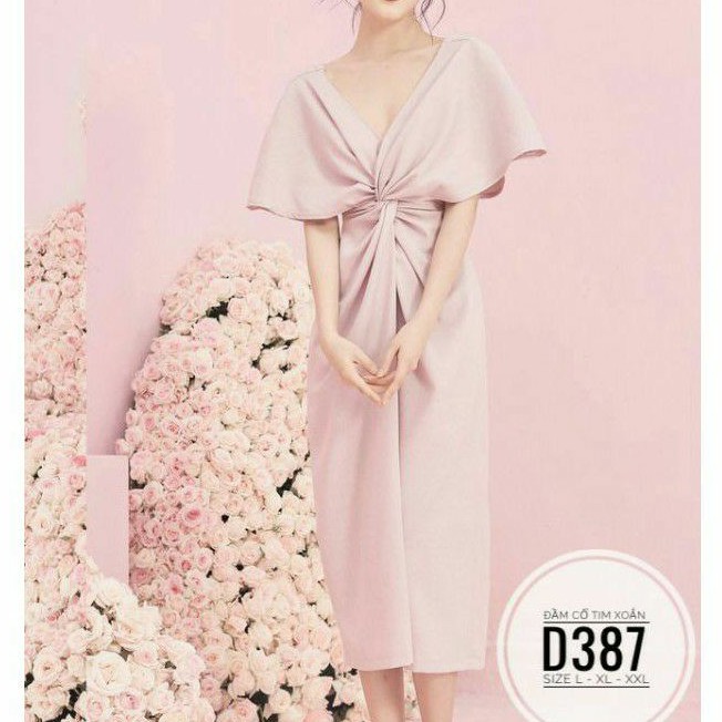 Đầm big size cổ tim xoắn từ 60kg-90kg