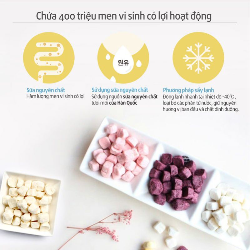 Sữa Chua Khô Trái Cây Sấy Lạnh Heaswim Hàn Quốc-  Yogurt Cube Gói 16g Bổ Sung Lợi Khuẩn, Hỗ Trợ Tiêu Hóa