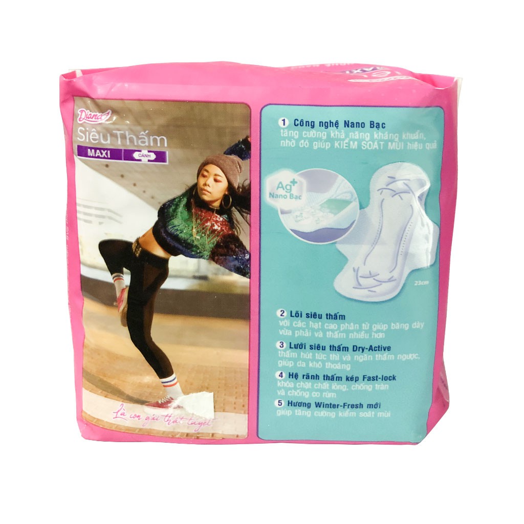 Băng Vệ Sinh Diana Siêu Thấm Maxi Có Cánh Gói 8 Miếng