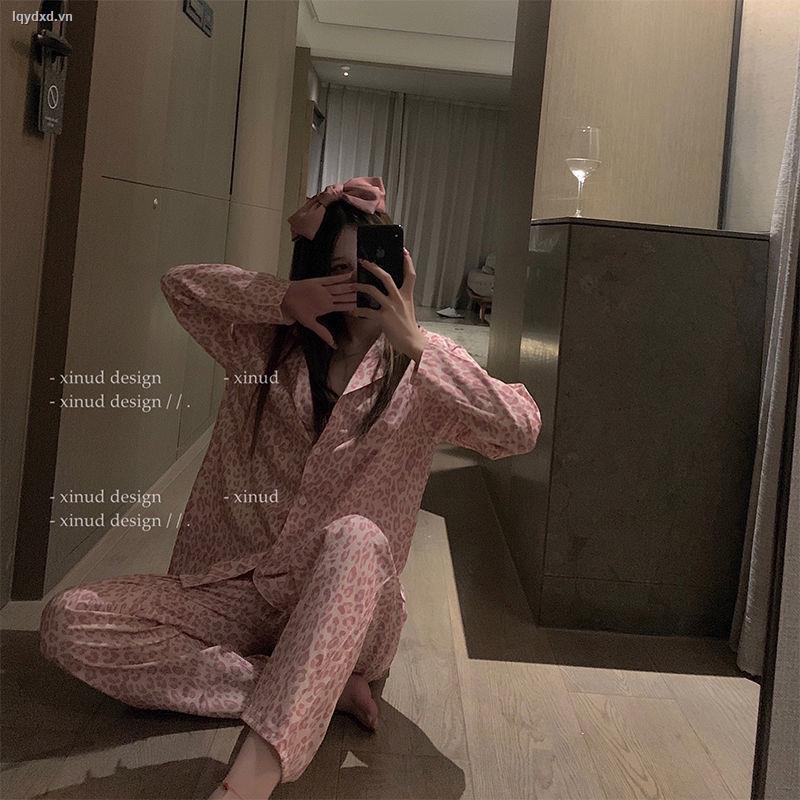 Đồ ngủ pijama dài tay quần dài/ đầm ngủ in họa tiết cho nữ