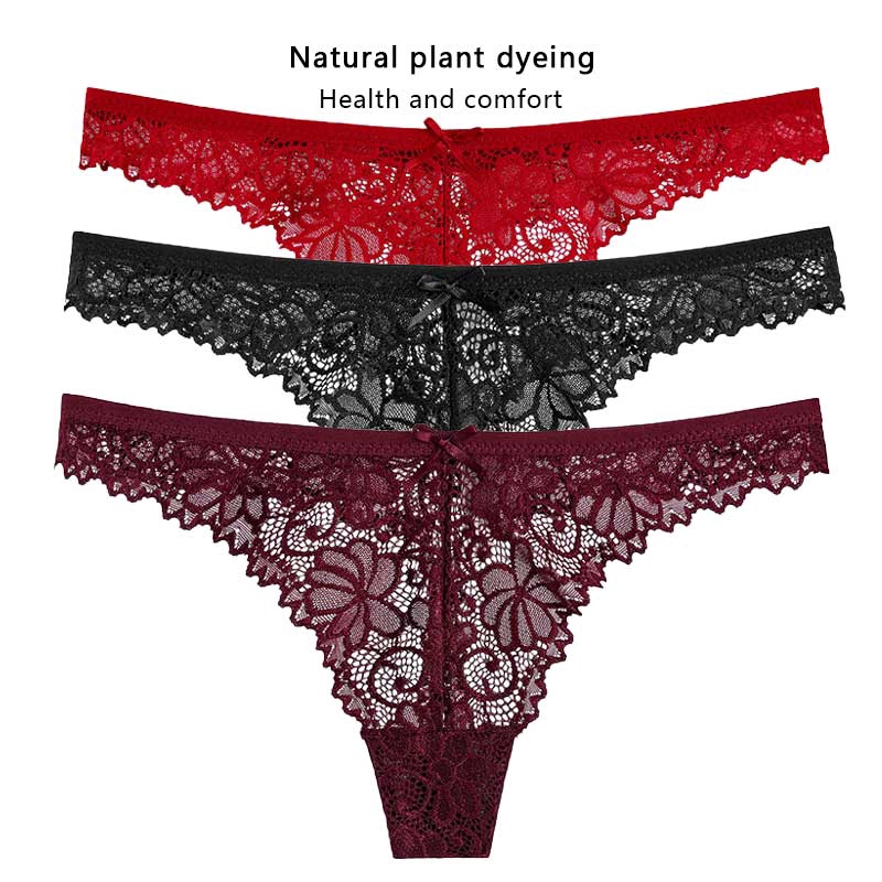 AOFEIQIKE Quần lót nữ G String Thong cạp thấp thêu ren hoa rỗng gợi cảm thoáng khí M-XL