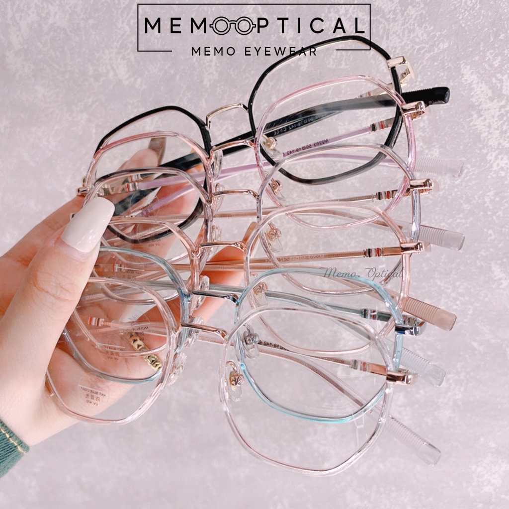 Gọng Kính Cận Bling Lấp Lánh Hàn Quốc B01322 Memo Optical Dùng Thay Tròng Cận Loạn