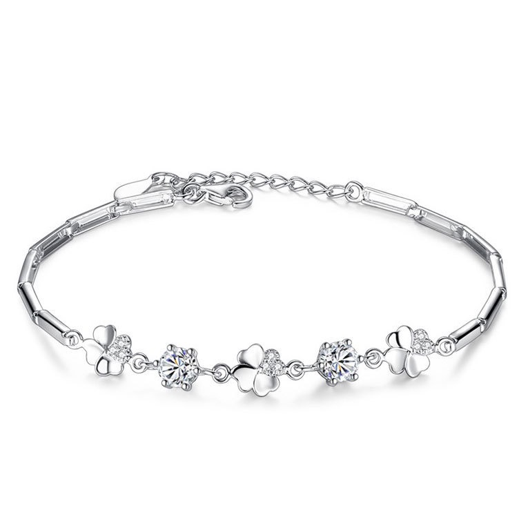 Vòng Tay Cỏ Bốn Lá Đính Đá Thời Trang Dành Cho Nữ