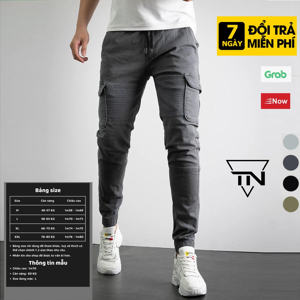 Jogger Nam, Quần Jogger Nam Kaki Túi Hộp Phong Cách Hàn Quốc Cạp Chun Dây Rút Ống Bó - TIDINO.STORE