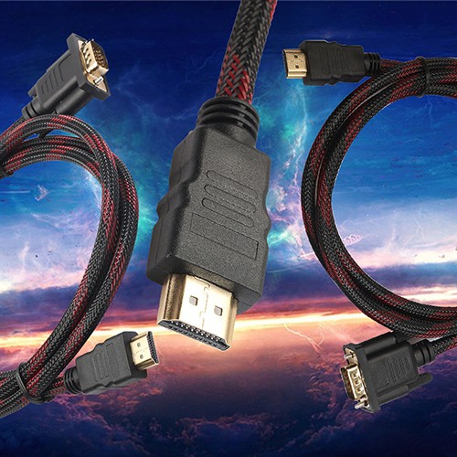 Dây cáp chuyển đổi tín hiệu HDMI cực dương sang VGA HD-15 cực dương 15Pin dài 1.5m chất lượng 1080p