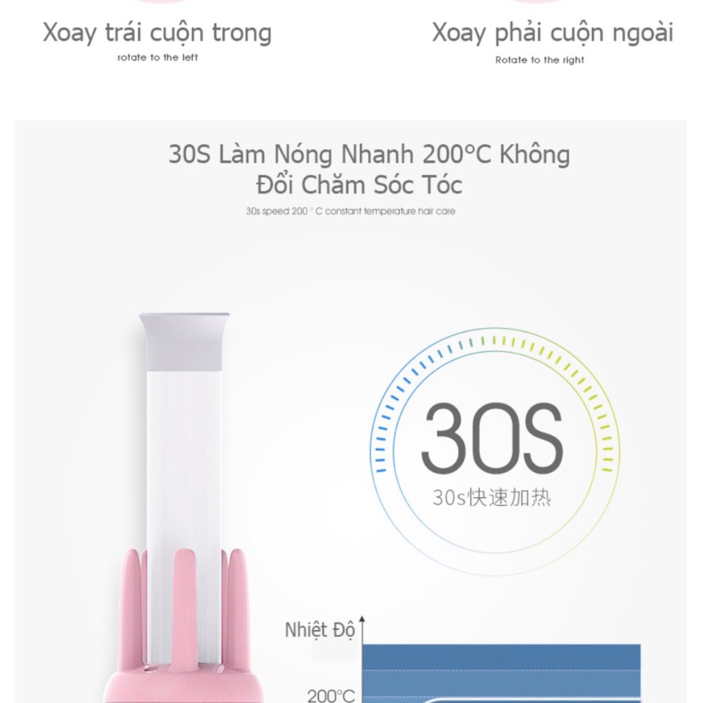 Máy uốn tóc xoăn xoay tự động 360   𝐒𝐈𝐄̂𝐔 𝐒𝐀𝐋𝐄  xoăn sóng cao cấp VIVID &amp; VOGUE