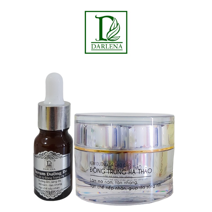 Combo dưỡng sáng da mờ nám DARLENA ( 1 Serum dưỡng da DARLENA 10ml và 1 Kem dưỡng da cao cấp Đông Trùng Hạ Thảo 25g)