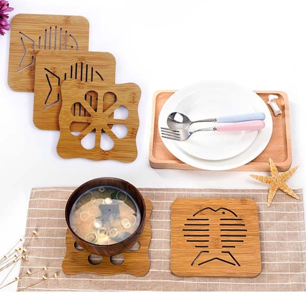 Miếng lót nồi xoong bằng gỗ G01 cao cấp, khắc laser họa tiết đa dạng, giá rẻ