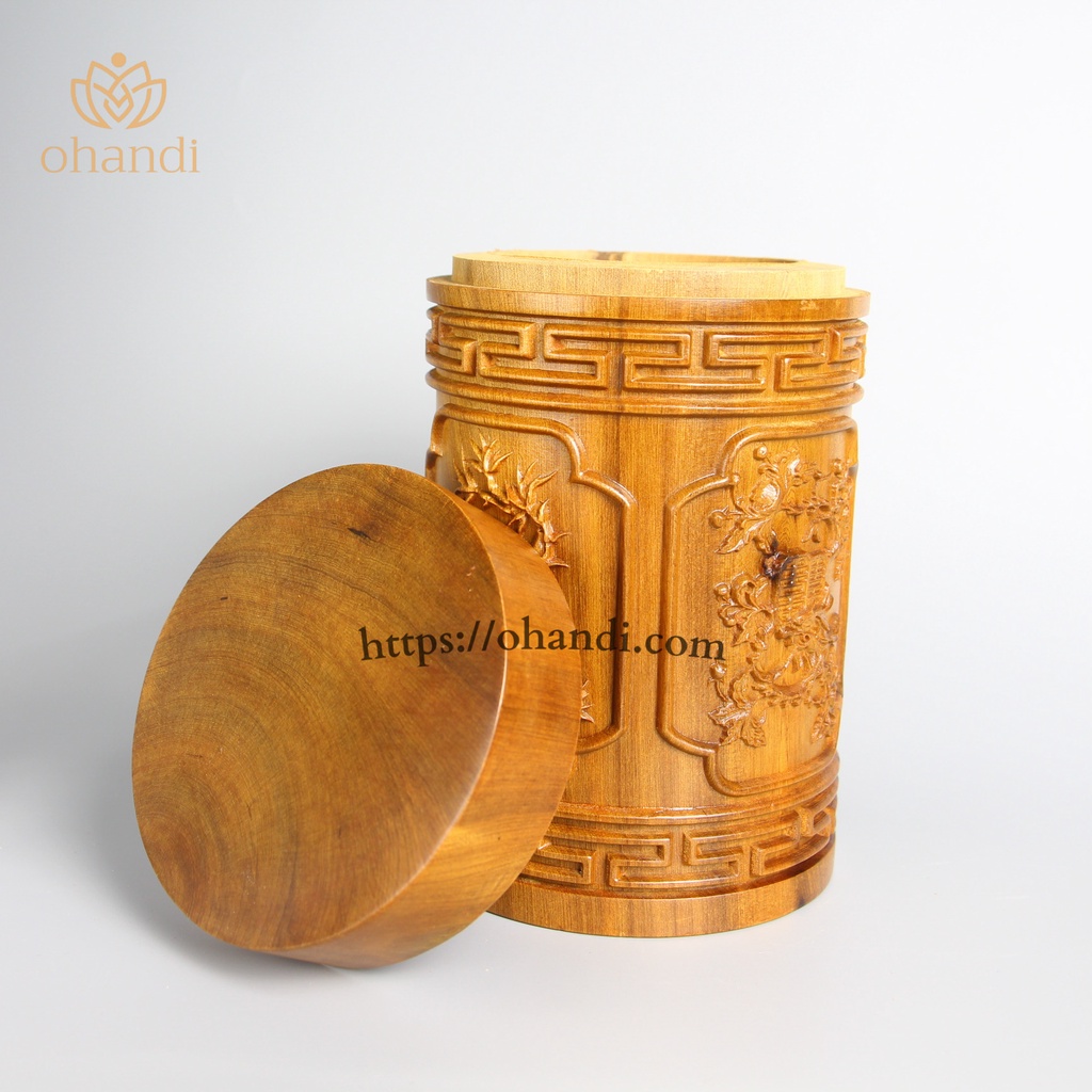 Hộp đựng trà bằng gỗ bách xanh - Trang trí bàn uống nước