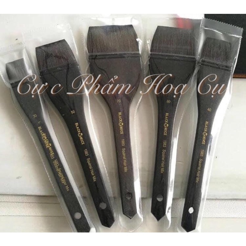 |CHÍNH HÃNG| Cọ vuông Black Mice 1983 Squirrel Hair vẽ tranh màu nước, lông sóc mềm