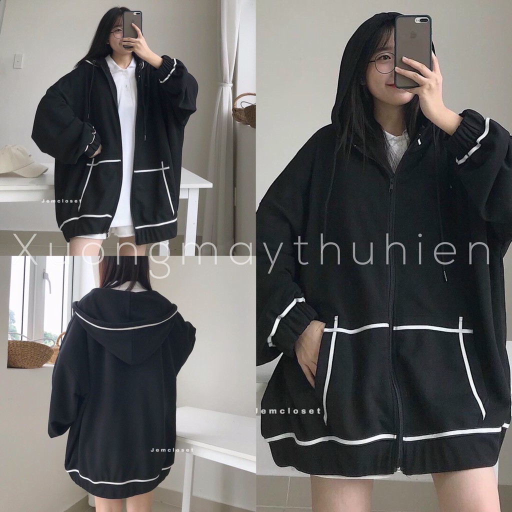 Áo khoác nỉ viền trắng nam nữ có mũ phom rộng unisex/ Áo khoác chống nắng mùa hè trẻ trung năng động_xuongmaythuhien | BigBuy360 - bigbuy360.vn