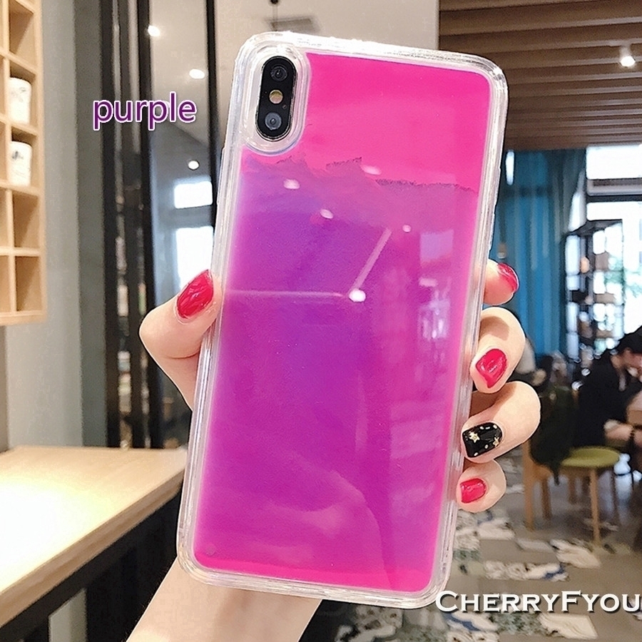 Ốp lưng cát chảy màu neon cho IPhone 6s 7 8 Plus X XS Max XR