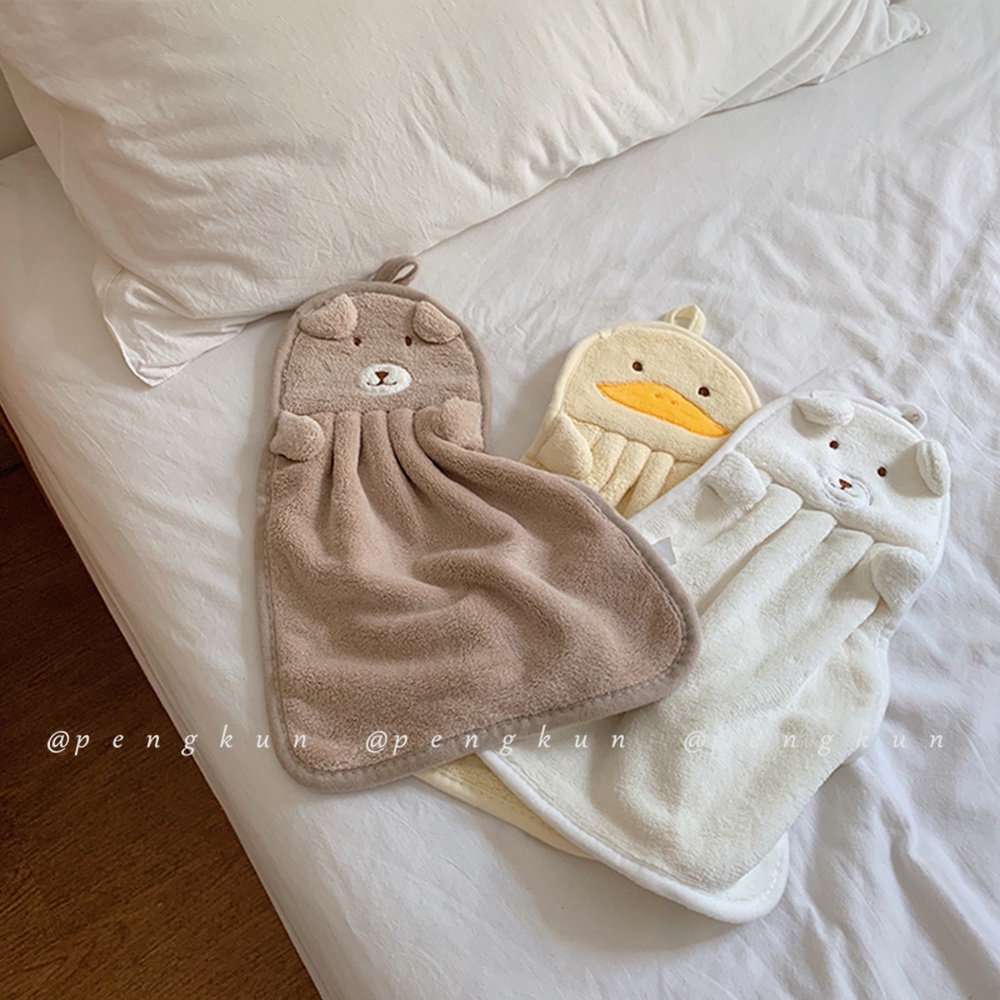 Khăn lau tay vải nhung san hô hình gấu dễ thương thấm hút tốt khăn lau tay gấu dâu