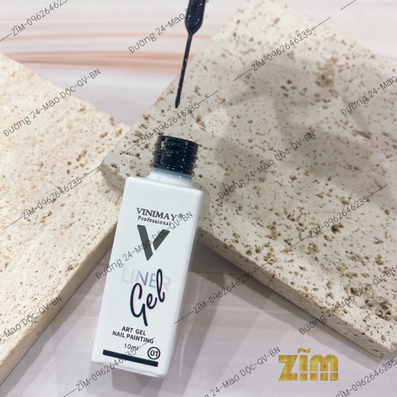 Cọ nét gel, sơn vẽ cọ nét, kẻ fen vẽ móng vinimay lẻ 4 màu đen, trắng, nhũ vàng, nhũ bạc