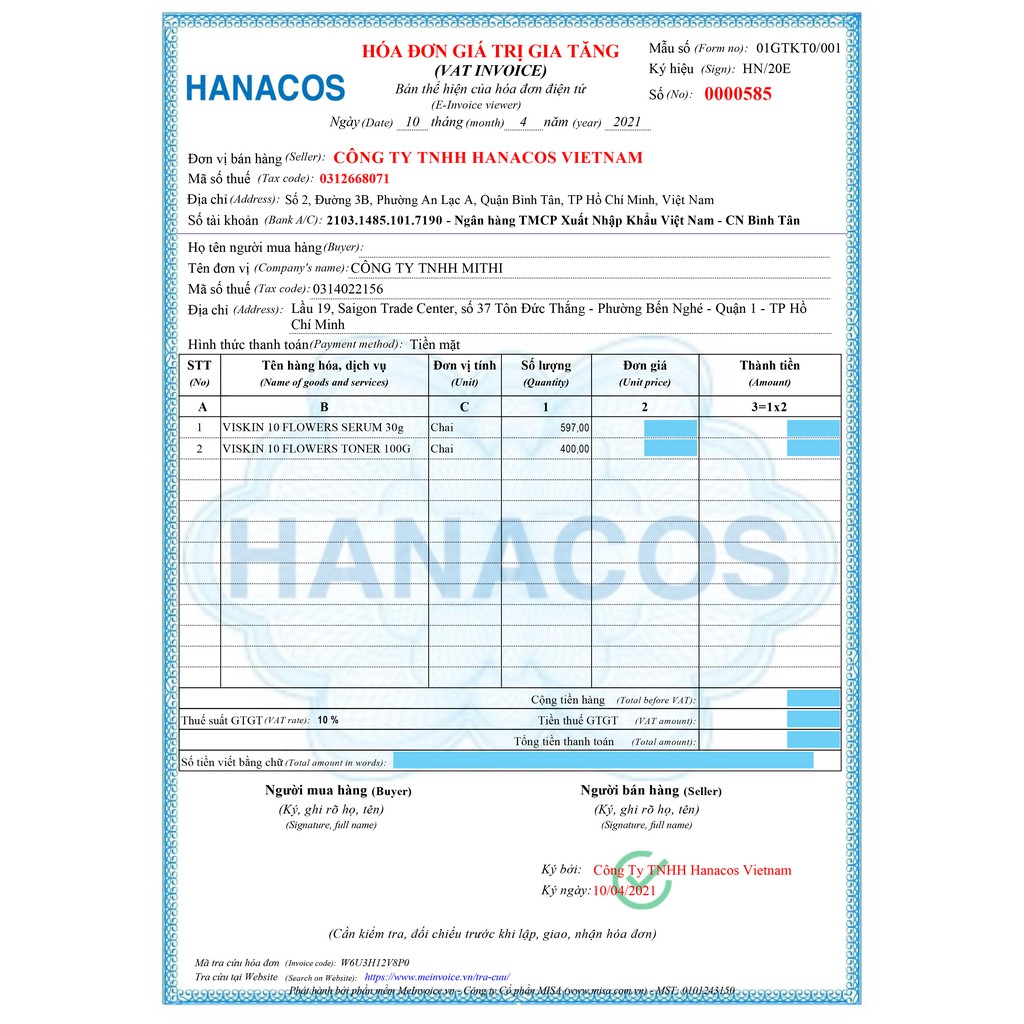 TONER 10 LOÀI HOA VISKIN