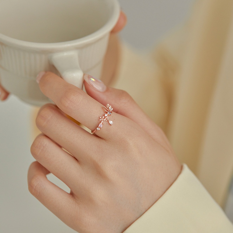 Nhẫn Đeo Tay Kim Loại Hình Hoa/Trái Tim Xinh Xắn Thời Trang Cho Nữ