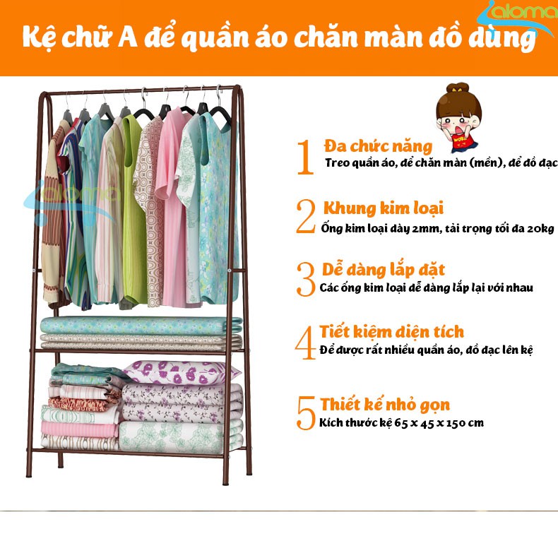 Kệ treo quần áo chữ A khung sắt HomeBi HB-A cao 1.5m