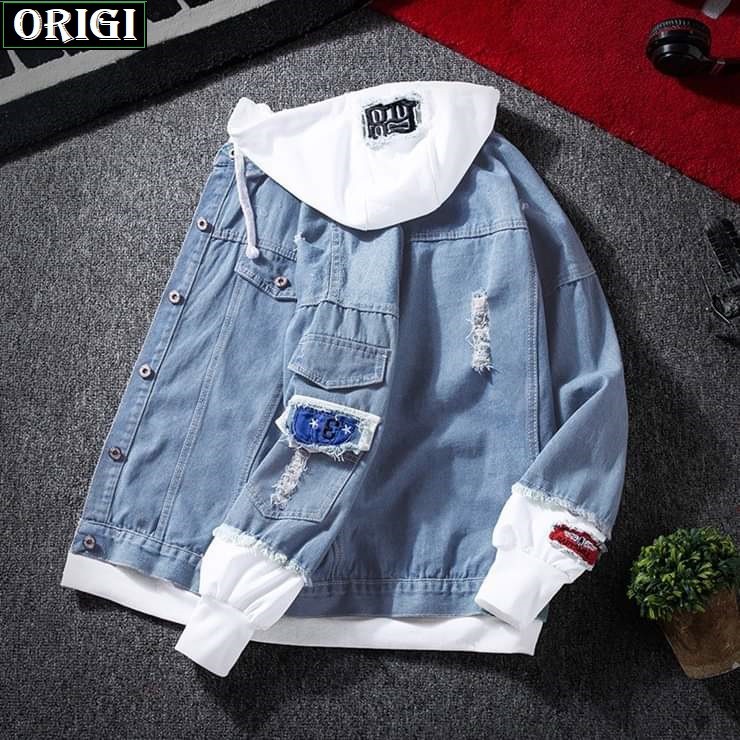 "Hàng Loại 1" Áo Khoác JEAN Nam Tay Nỉ Mũ Nỉ Phối Áo Thun | BigBuy360 - bigbuy360.vn