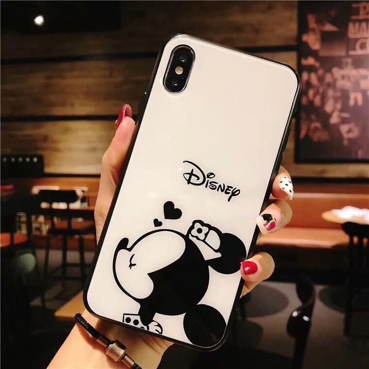 Ốp Điện Thoại Mặt Kính In Hình Chuột Mickey Cho Iphone 12 11pro Se2 Xs Max Xr I6 I7 I8 Plus