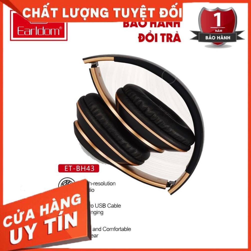 Tai Nghe Chụp Bluetooth Earldom BH43 Chính Hãng Hỗ Trợ Bluetooth 5.0 Không Dây Có Micro Để Chơi Game - BH 1 Năm