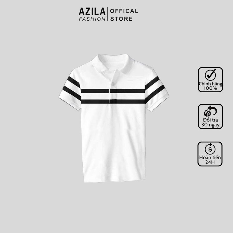Áo Polo Nam Azila Cổ Bẻ Phối Kẻ Ngang Chất Cotton Cá Sấu Cao Cấp