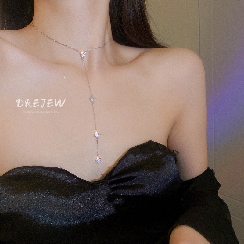 Dây Chuyền Mặt Hình Giọt Nước Đính Đá Zircon Phong Cách Hàn Quốc Thời Trang Cho Nữ