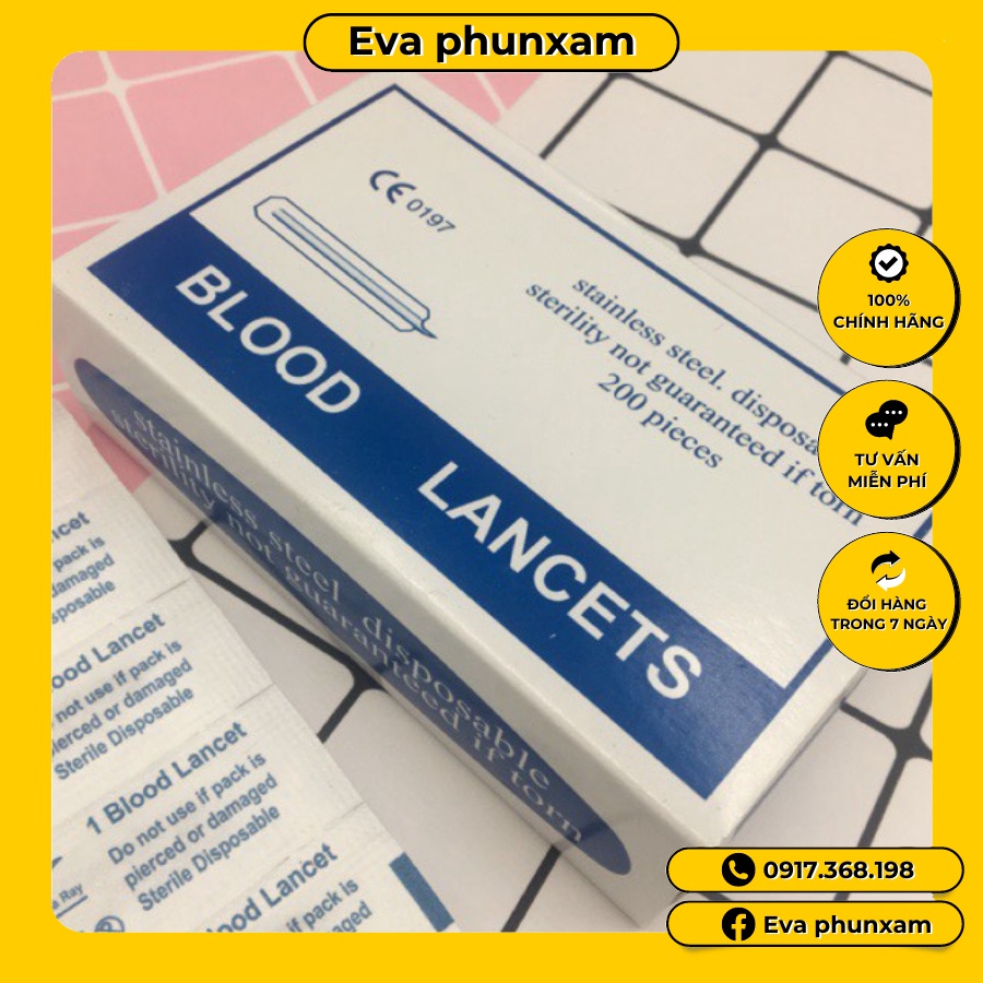 Kim chích mụn hộp 200 chiếc lancets