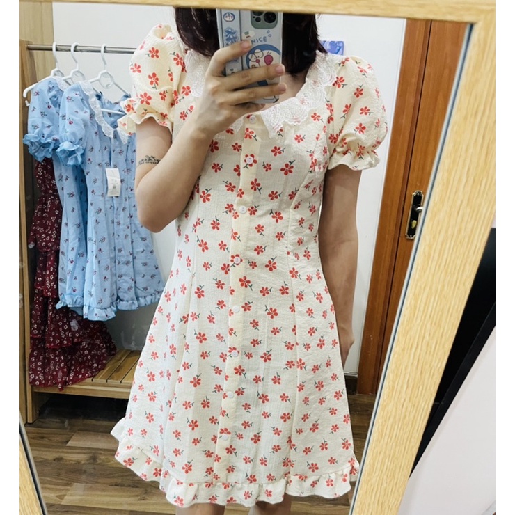 VÁY HOA CỔ REN BÁNH BÈO, VẢI MỀM MÁT. ĐƯỢC KIỂM TRA TRƯỚC KHI NHẬN HÀNG-3