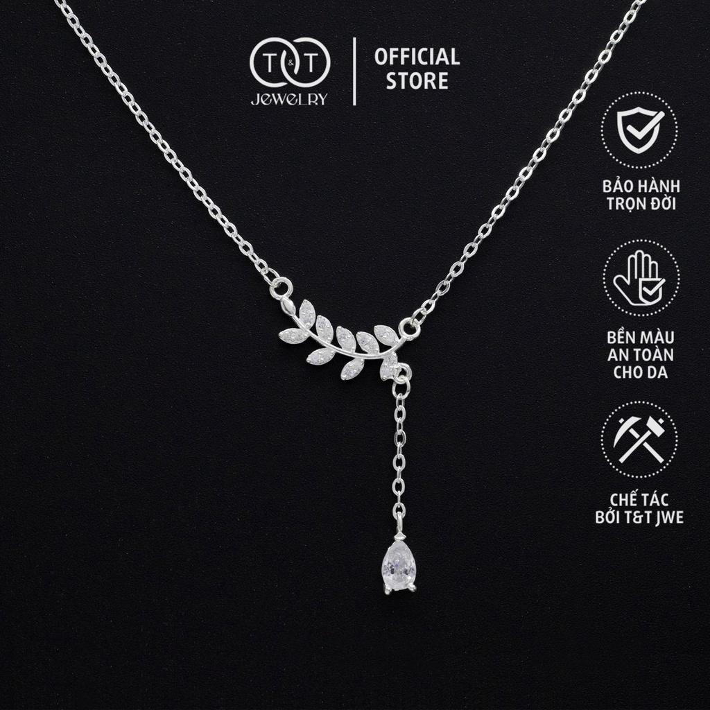Dây chuyền nữ Nguyệt Quế Giọt Nước Thả Basic Bạc Ý s925 T&amp;T Jewelry cao cấp DC09