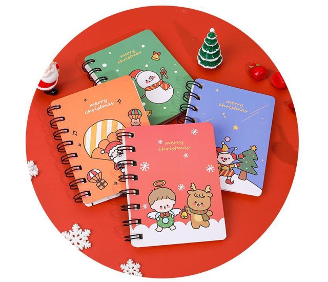 Quà tặng Giáng sinh siêu dễ thương - Sổ mini cầm tay in hình ông già Noel, người tuyết,...cute xinh xỉu