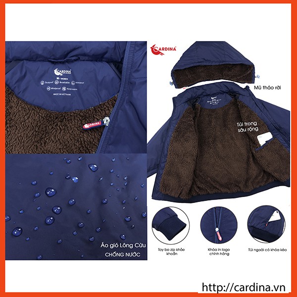 Áo Khoác Nam, Áo Gió Nam 2 Lớp Lót Lông Cừu CARDINA Cao Cấp Siêu Nhẹ, Siêu Ấm | BigBuy360 - bigbuy360.vn