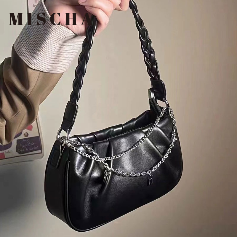 MISCHA Túi Xách Đeo Vai Da Mềm Họa Tiết Đám Mây Xếp Ly Cỡ Nhỏ Thời Trang Cho Nữ