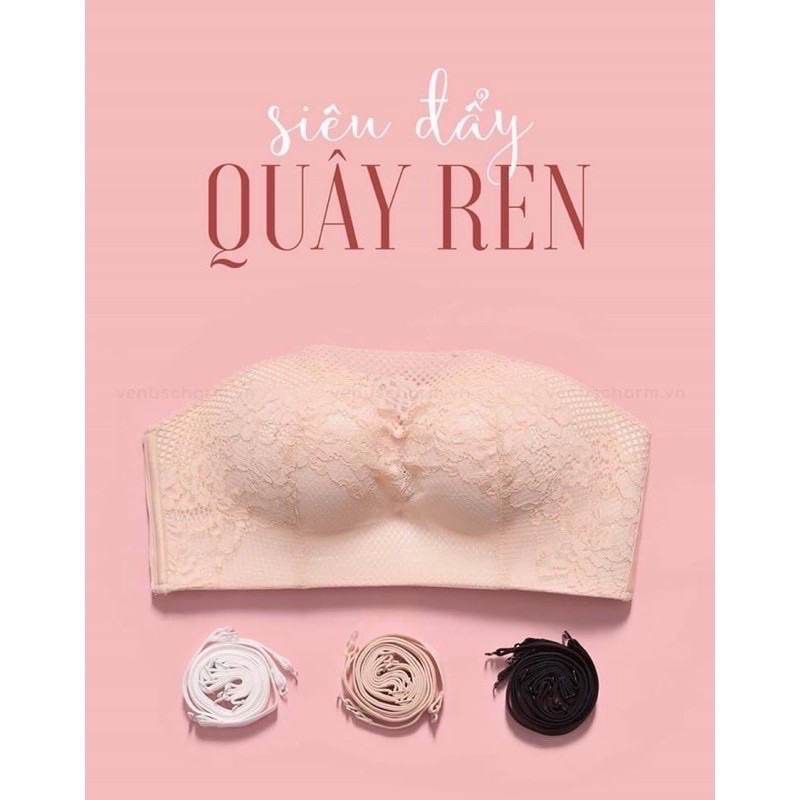 Áo quây ren không dây lót su bàn tay nâng đẩy ngực chống tụt