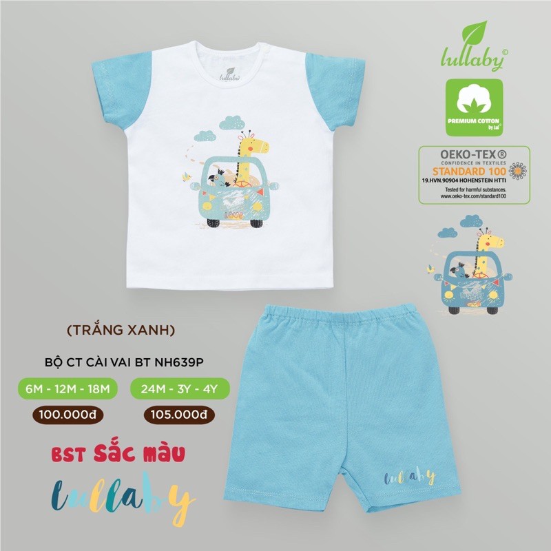 Bộ cộc tay cài vai bé trai Lullaby (Sz 6m-4y)